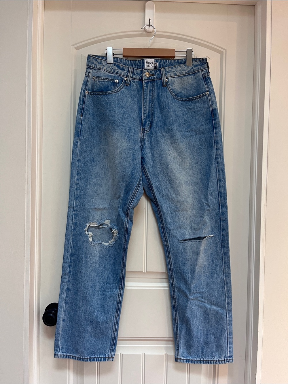 NWOT Princess Polly Straight Leg High Rise Distressed Jeans Size 8
